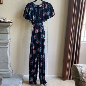 Band of Gypsies  Navy Floral Jumpsuit